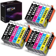 15-pack retch compatible ink cartridge replacement for hp 564xl 564 xl, for deskjet 3520 3522, officejet 4620, photosmart 5520 6510 6515 6520 - includes 3 black, 3 photo black, 3 cyan, 3 magenta, and 3 yellow cartridges logo