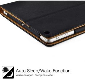 img 2 attached to 💼 S-Tech Black and Tan Soft Leather Wallet Smart Cover for iPad Air 2 - Sleep/Wake Feature included