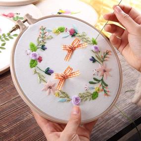 img 3 attached to 🪡 Set of 12 Wooden Embroidery Hoops, 5-Inch Bamboo Circle for Cross Stitching