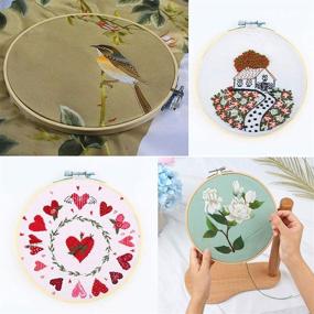 img 1 attached to 🪡 Set of 12 Wooden Embroidery Hoops, 5-Inch Bamboo Circle for Cross Stitching