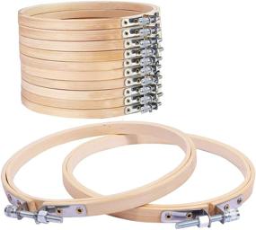 img 4 attached to 🪡 Set of 12 Wooden Embroidery Hoops, 5-Inch Bamboo Circle for Cross Stitching