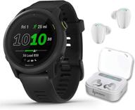 🏃 garmin forerunner 745 gps running and triathlon smartwatch black with wearable4u white earbuds and charging power bank case bundle logo