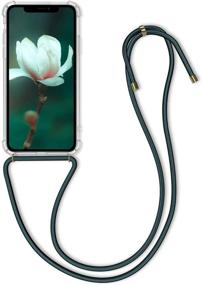 img 4 attached to kwmobile Crossbody Case Compatible with Apple iPhone 11 - Transparent/Dark Green TPU Phone Cover with Lanyard Cord Strap - Stylish and Protective