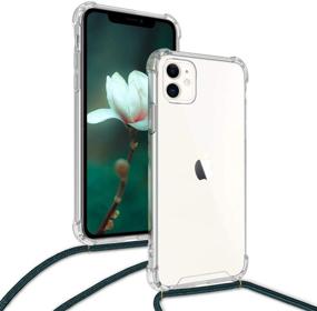 img 1 attached to kwmobile Crossbody Case Compatible with Apple iPhone 11 - Transparent/Dark Green TPU Phone Cover with Lanyard Cord Strap - Stylish and Protective