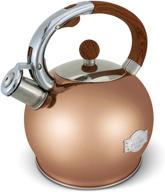 🌹 elitra rose gold stove top whistling tea kettle - elegant stainless steel tea pot with ergonomic handle - 2.7 quart / 2.6 liter capacity logo