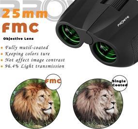 img 2 attached to 🔭 PRONITE Compact Binoculars for Adults - High Definition 10x25 Bird Watching Binoculars with Powerful BAK4 Prism Lens for Hunting, Outdoor Sports, Travel and Concerts