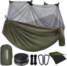 img 4 attached to 🏕️ Overmont Camping Hammock with Mosquito Net: Lightweight & Portable, Ideal for Outdoor Adventures, Hiking, Travel - Two Person Backpacking Hammock with Bug Netting, 9.8ft Tree Straps, Max Load 880lbs