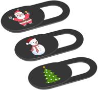 🎅 ultra-thin webcam cover with christmas pattern for ultimate visual privacy: macbook, imac, laptop, pc, ipad, iphone, smartphone (christmas-black) logo