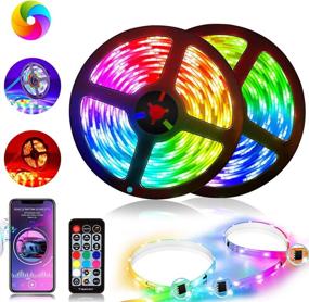 img 4 attached to 🌈 LED Light Strips for Bedroom - 32.8FT RGBIC Waterproof Dimmable Music Color Changing with Remote Control - Ideal for Desk, Kitchen, TV Bar & Home Decoration