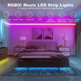 img 3 attached to 🌈 LED Light Strips for Bedroom - 32.8FT RGBIC Waterproof Dimmable Music Color Changing with Remote Control - Ideal for Desk, Kitchen, TV Bar & Home Decoration