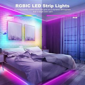 img 2 attached to 🌈 LED Light Strips for Bedroom - 32.8FT RGBIC Waterproof Dimmable Music Color Changing with Remote Control - Ideal for Desk, Kitchen, TV Bar & Home Decoration