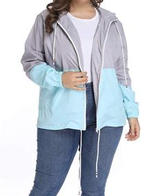 img 4 attached to Women's Waterproof Hooded Rain jacket XL-6XL: Stay Dry in Style with this Outdoor Windbreaker!