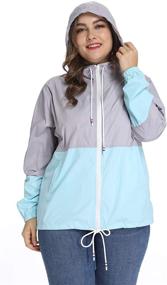 img 1 attached to Women's Waterproof Hooded Rain jacket XL-6XL: Stay Dry in Style with this Outdoor Windbreaker!