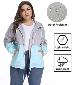 img 3 attached to Women's Waterproof Hooded Rain jacket XL-6XL: Stay Dry in Style with this Outdoor Windbreaker!