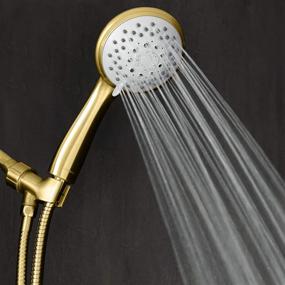 img 3 attached to 🚿 ShowerMaxx Choice Series 4 inch Hand Held Shower Head - 6 Spray Settings, Extra Long Stainless Steel Hose - MAXXimize Your Shower! (Polished Brass/Gold Finish)