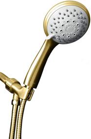 img 4 attached to 🚿 ShowerMaxx Choice Series 4 inch Hand Held Shower Head - 6 Spray Settings, Extra Long Stainless Steel Hose - MAXXimize Your Shower! (Polished Brass/Gold Finish)