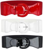 👗 vintage elastic waist belt for dress - 3-pack women’s wide stretchy cinch belts, halloween dress belt (width: 2.9 inches) logo