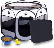 🐾 portable foldable dog pen with 3 giveaways, water resistant shade cover – ideal for small pets, dogs, cats, rabbits, hedgehogs logo
