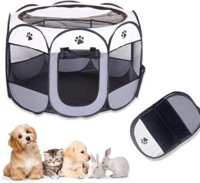 img 1 attached to 🐾 Portable Foldable Dog Pen with 3 Giveaways, Water Resistant Shade Cover – Ideal for Small Pets, Dogs, Cats, Rabbits, Hedgehogs