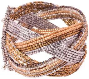 img 2 attached to 🌟 Silver Bronze Gold Glass Seed Beads in Braided Style for a Luxurious Mix