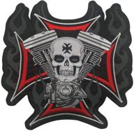 🏍️ custom biker skull motorcycle patches set - personalized embroidered applique for clothing, vest, jackets, backpacks - large 9.8 x 10.4 inch logo