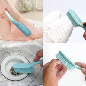 img 1 attached to Xjinmin Nail Brush Foot Brush Set: Efficient Hand Fingernail & Feet Scrubber 🧼 for Home Laundry, Cleaning Shoes, Clothes & Toes Nails - Curved Handle Grip, 4 PCS