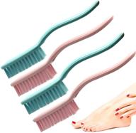 xjinmin nail brush foot brush set: efficient hand fingernail & feet scrubber 🧼 for home laundry, cleaning shoes, clothes & toes nails - curved handle grip, 4 pcs logo