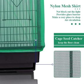 img 1 attached to 🐦 ASOCEA Extra Large Bird Cage Seed Catcher - Green, Nylon Mesh Netting, Round/Square Cage Skirt for Parrots and Parakeets (Seeds Guard, Birdcage Not Included)