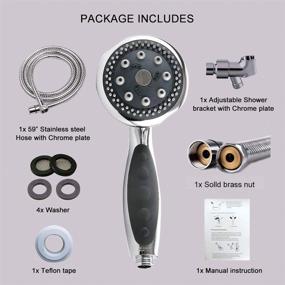 img 3 attached to 🚿 High Pressure Handheld Shower Head with 5 Spray Settings for a Relaxing Massage Spa Experience - Chrome Face, Hose, and Adjustable Bracket Included