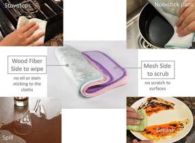 img 2 attached to 5-Piece Set: Multi-Purpose, Odour-Delaying Wood Fiber Dish Towels with Stain-Free & Grease-Free Properties, featuring Scrubber Side - Ideal for Kitchen and Household Activities like Washing Dishes