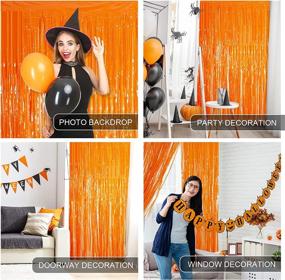 img 1 attached to 🎃 Halloween Party Decorations: 3-Pack of Large Tinsel Curtain Backdrops - Orange Foil Fringe Streamer Curtains, 3.2 X 8.2 ft, Perfect for Halloween Birthday and Fall Parties