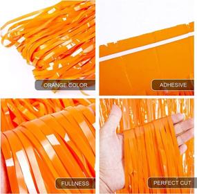 img 2 attached to 🎃 Halloween Party Decorations: 3-Pack of Large Tinsel Curtain Backdrops - Orange Foil Fringe Streamer Curtains, 3.2 X 8.2 ft, Perfect for Halloween Birthday and Fall Parties