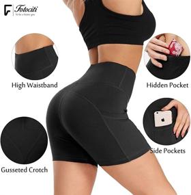 img 3 attached to 🩳 Fotociti Women's Yoga Shorts with Pockets - 5" High Waisted Biker Shorts for Workout, Training, Running