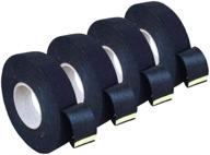 🔌 high-quality wire loom harness tape - black adhesive cloth tape for automotive wiring, noise damping, and heat proofing - 4 rolls, 19 mm x 15m logo