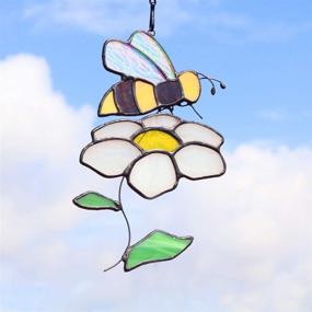 img 1 attached to 🐝 Exquisite HAOSUM Stained Glass Bee On Flower: Window Hangings & Ornament for Home Office Decor, Best Gift for Mom & Friends