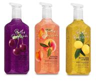 🧼 bath and body works deep cleansing hand soap trio - kitchen lemon, peach bellini, black cherry merlot - pack of 3 hand soaps, 8 oz each logo