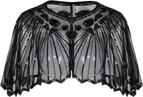 img 4 attached to 👗 Stunning Women's 1920s Shawl: Beaded Sequin Deco Evening Cape Bolero Flapper Cover Up by PrettyGuide