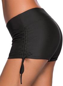 img 3 attached to 🩲 HESTYA Women's Solid Swim Shorts: Quick Drying Swimsuit Bottoms with Adjustable Ties, Sizes S - XXXL