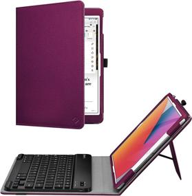 img 4 attached to Fintie Keyboard Case for iPad 9th / 8th / 7th Generation (2021/2020/2019 Model) 10.2 Inch - High-Quality PU Leather Folio Smart Stand Back Cover with Detachable Wireless Bluetooth Keyboard, Purple