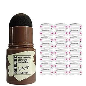 img 4 attached to 👁️ One Step Eyebrow Stamp Shaping Kit – Waterproof, with 24 Reusable Stencils and Hairline Shadow Powder Stick for Women (BLACK-BROWN)