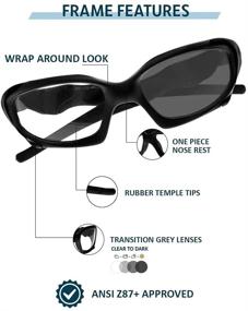 img 1 attached to 🕶️ Black Wraparound Transitions Safety Glasses for Enhanced Eye Protection