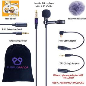 img 3 attached to 🎙️ Набор микрофона Purple Panda Lavalier Lapel: Улучшите качество звука для iPhone, GoPro, зеркальных камер и других устройств!