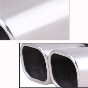 img 1 attached to 🚗 High-Quality 63mm Stainless Steel Car Exhaust Tips - Silver Double Outlet Square Mouth End Pipe