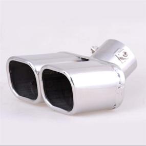 img 2 attached to 🚗 High-Quality 63mm Stainless Steel Car Exhaust Tips - Silver Double Outlet Square Mouth End Pipe