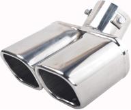 🚗 high-quality 63mm stainless steel car exhaust tips - silver double outlet square mouth end pipe logo