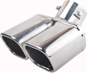 img 3 attached to 🚗 High-Quality 63mm Stainless Steel Car Exhaust Tips - Silver Double Outlet Square Mouth End Pipe