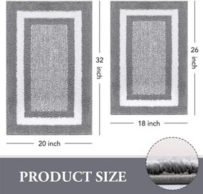 img 3 attached to KMAT Bathroom Rugs and Mats Sets - 2PCS Ultra Soft Microfiber Non-Slip Bath Mat, Machine Washable & Quick Dry Shower Rugs Floor Carpet Mat for Bathroom, Tub, and Shower (18x26 + 20x32, Grey)