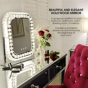 img 2 attached to 💎 Dermallura Hollywood Mirror - Large Rectangle Crystal Vanity Mirror with Lights - Lighted Makeup Mirror with USB Port - Diamond Vanity Mirror for Hollywood Decor