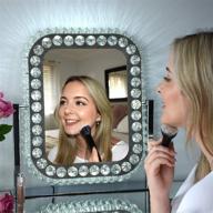 💎 dermallura hollywood mirror - large rectangle crystal vanity mirror with lights - lighted makeup mirror with usb port - diamond vanity mirror for hollywood decor логотип