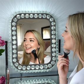 img 4 attached to 💎 Dermallura Hollywood Mirror - Large Rectangle Crystal Vanity Mirror with Lights - Lighted Makeup Mirror with USB Port - Diamond Vanity Mirror for Hollywood Decor